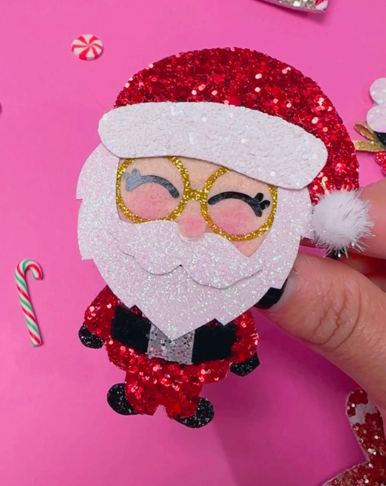 Santa, Glitter Clip