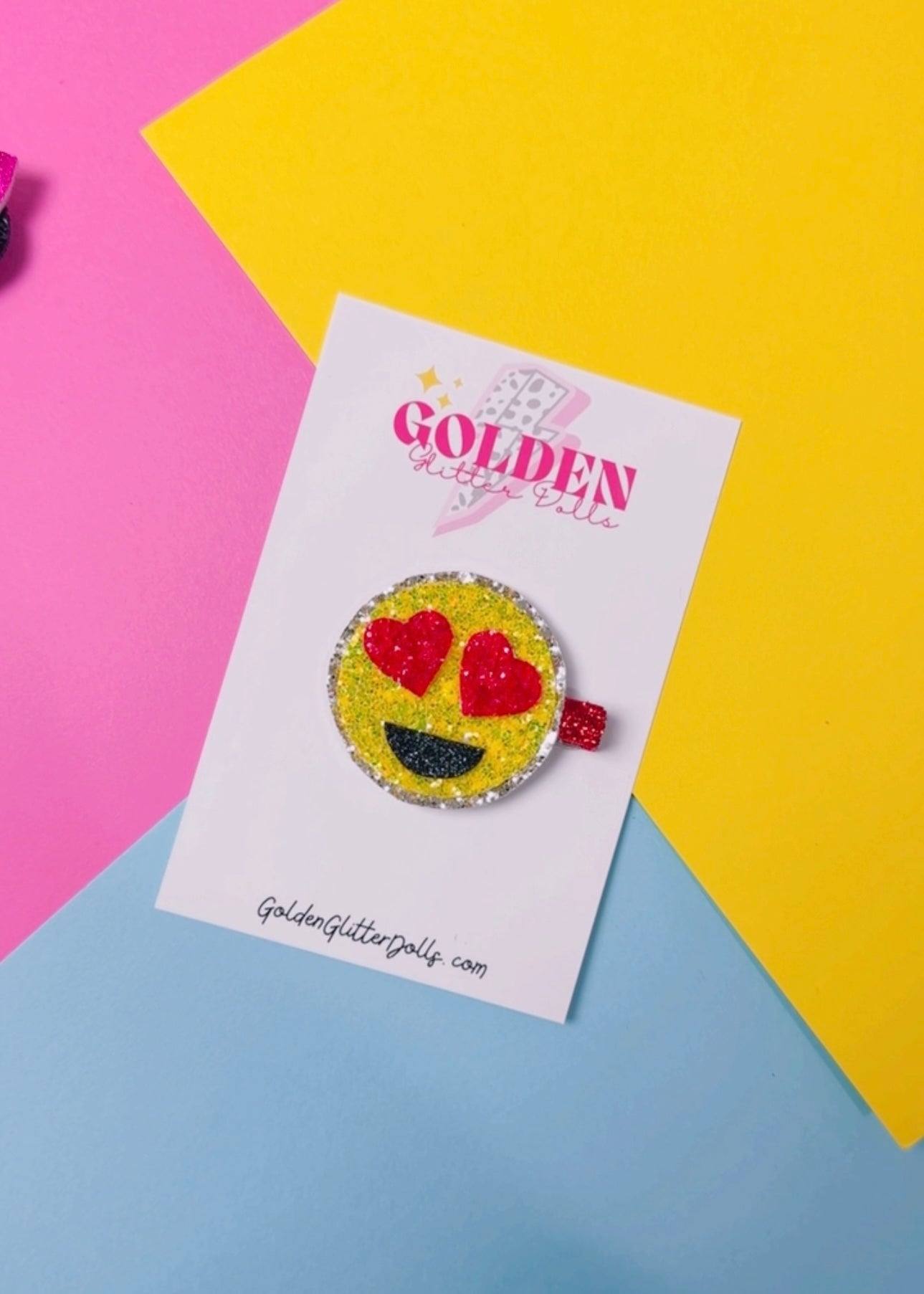 Heart Eyes Emoji - Glitter Clip