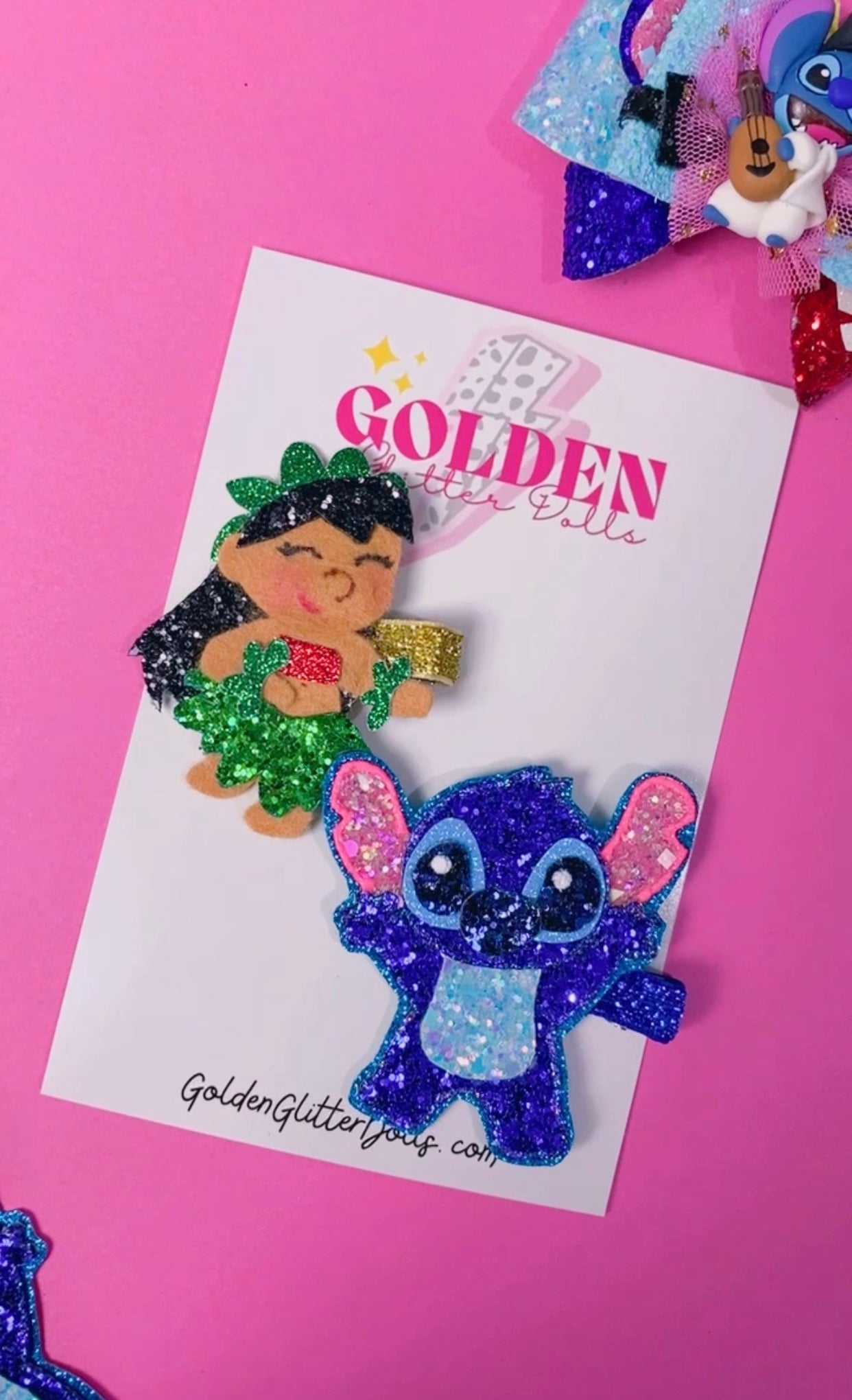 Lilo and Stitch- Glitter Clip (Choose One)