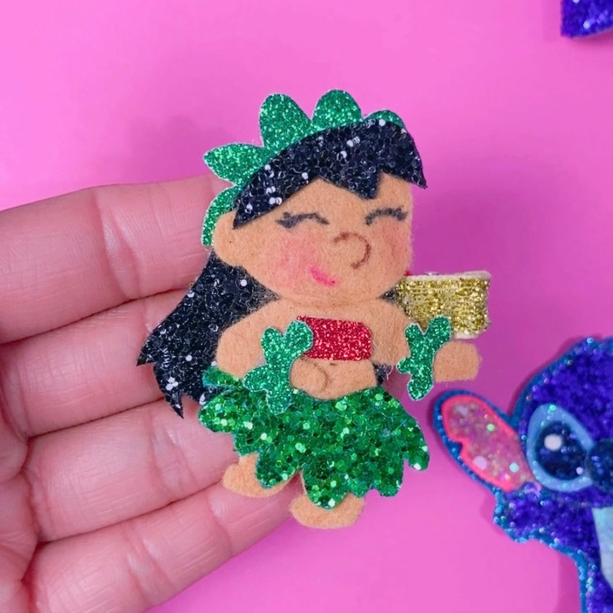 LILO & STITCH accessori capelli blister con 4 clic clac glitterate