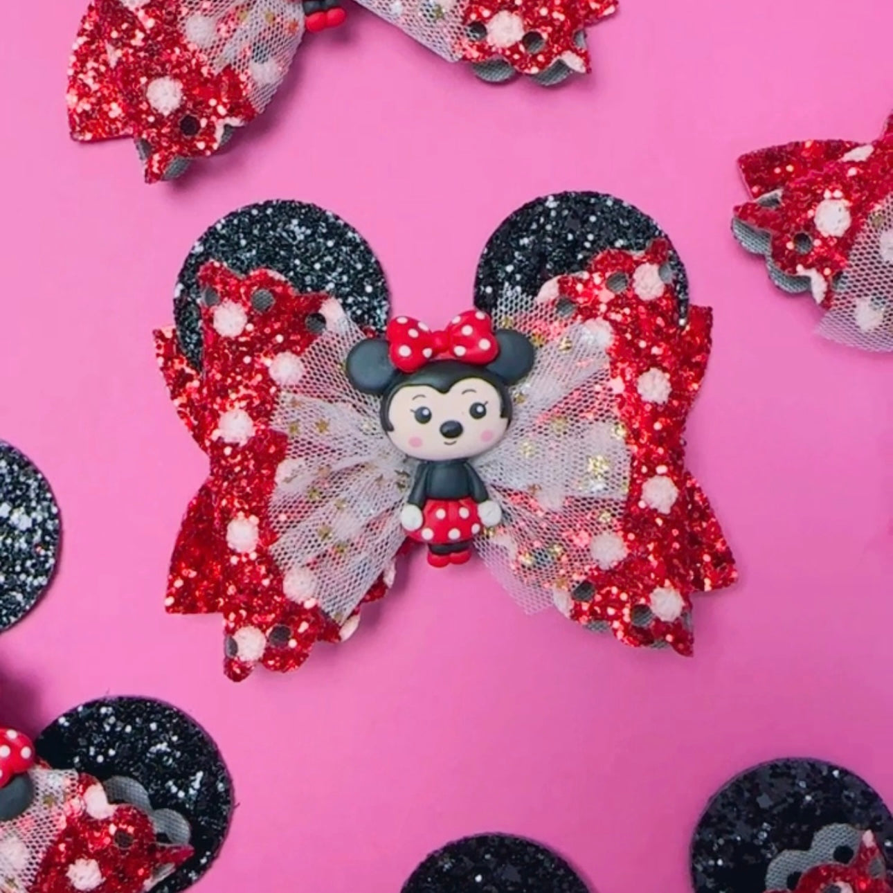 Red Minnie- Clay Bow (4 inches)