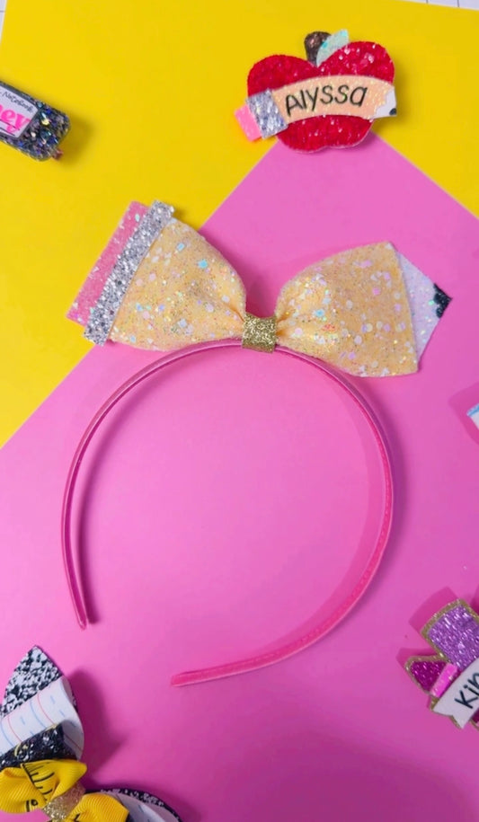 NEW Pencil Bow on Headband