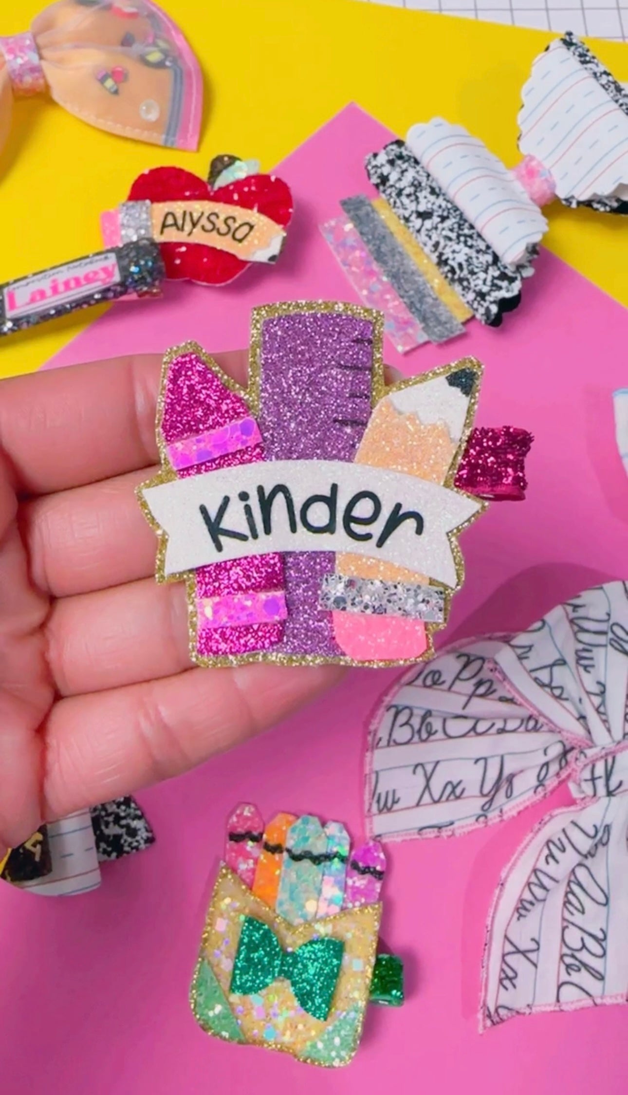 Personalized School Supplies Glitter Clip