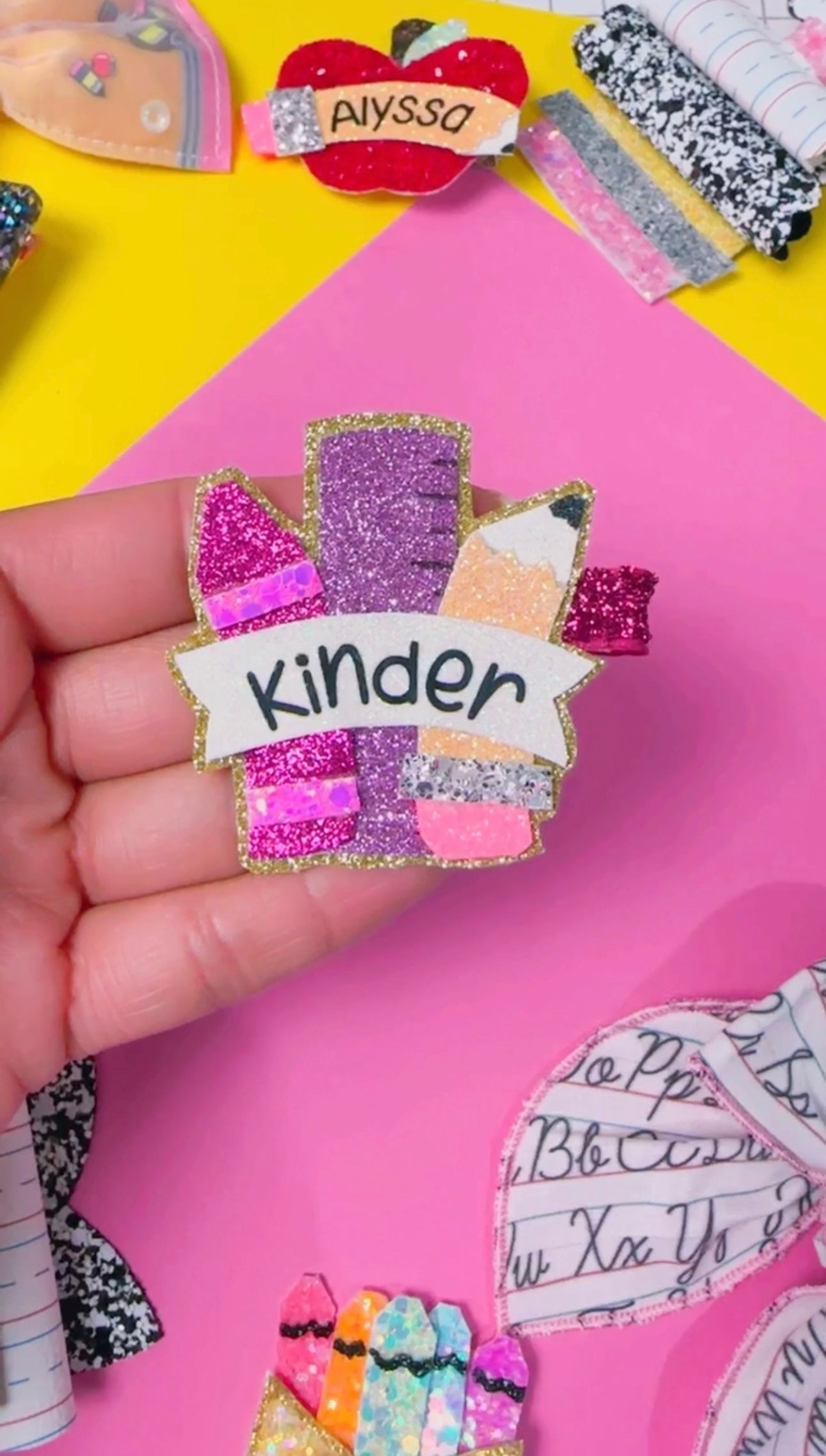 Personalized School Supplies Glitter Clip