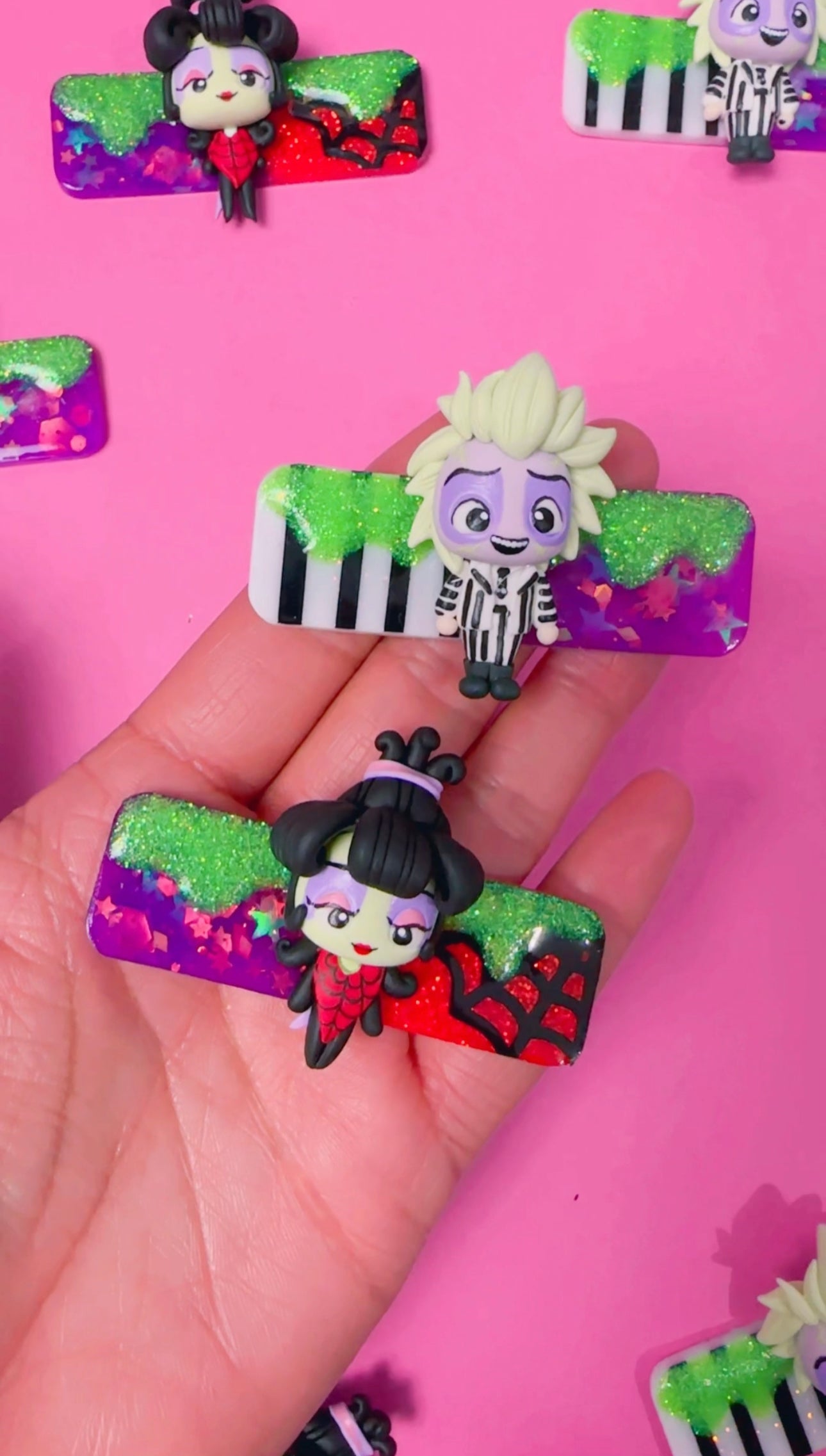 Beetle Juice, Lydia, Resin Clay Clip