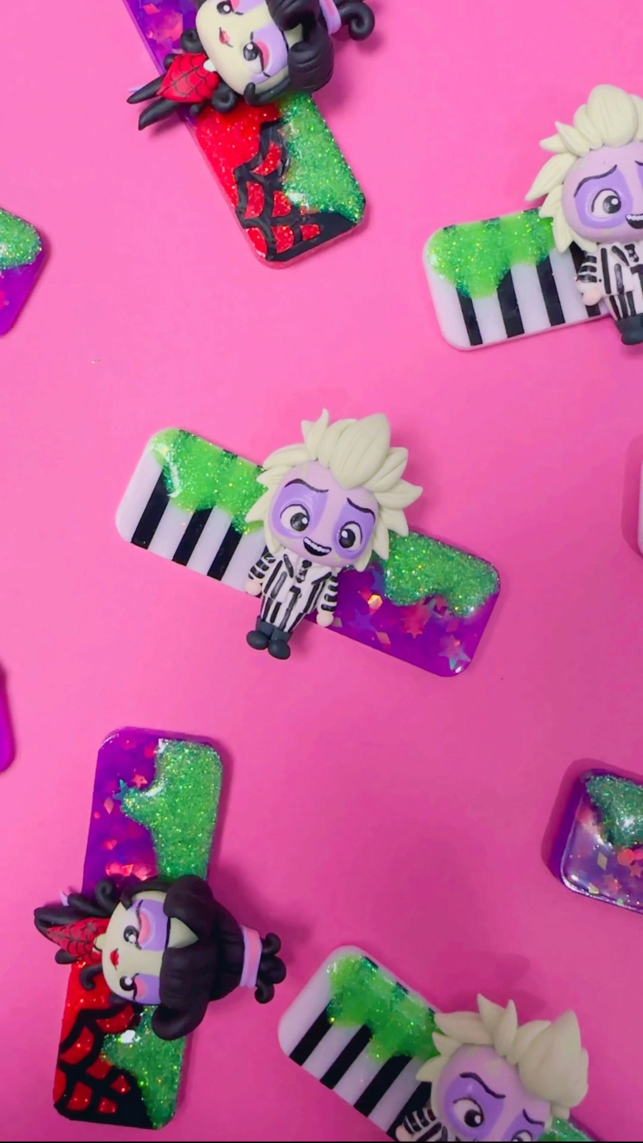 Beetle Juice, Lydia, Resin Clay Clip