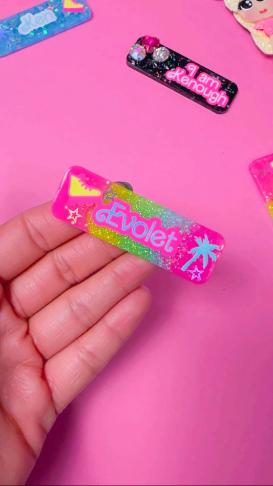 Custom Name, Barbie Resin Clip