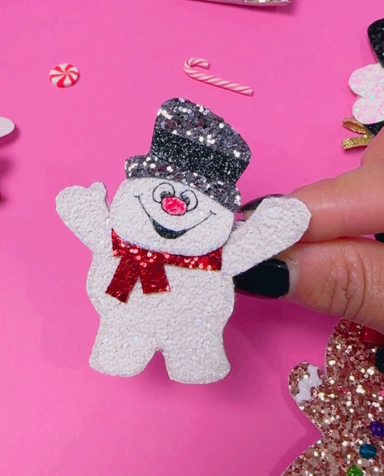 Frosty, snowman, Glitter Clip