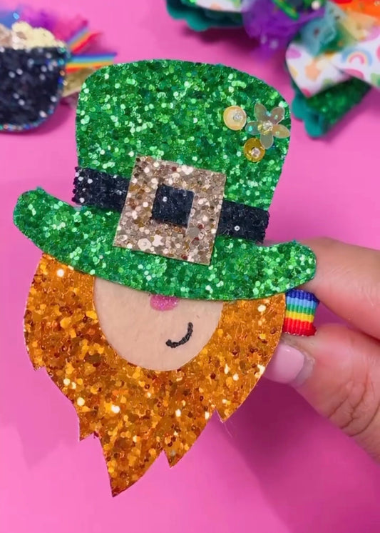 Leprechaun, St. Patrick- Glitter hair clip