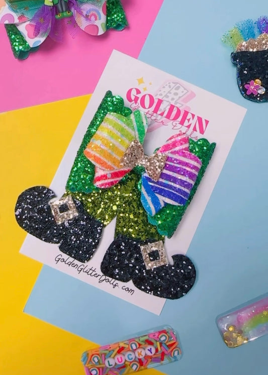 Leprechaun, St. Patrick- Glitter Hair bow