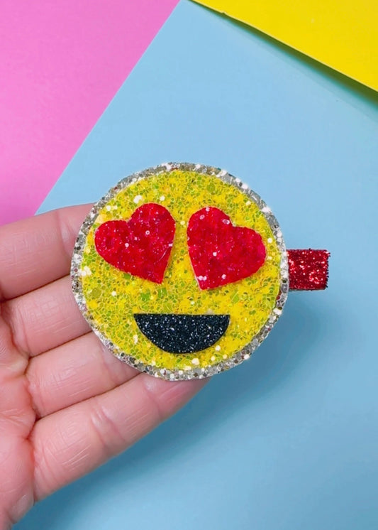 Heart Eyes Emoji - Glitter Clip