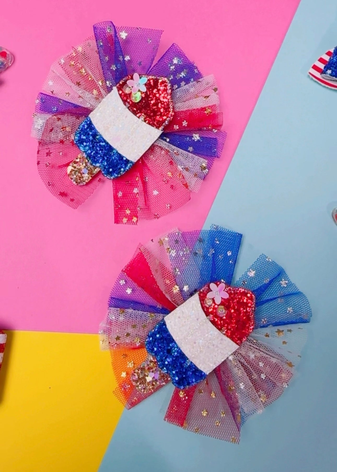 4th of july Popsicle - Glitter Clip