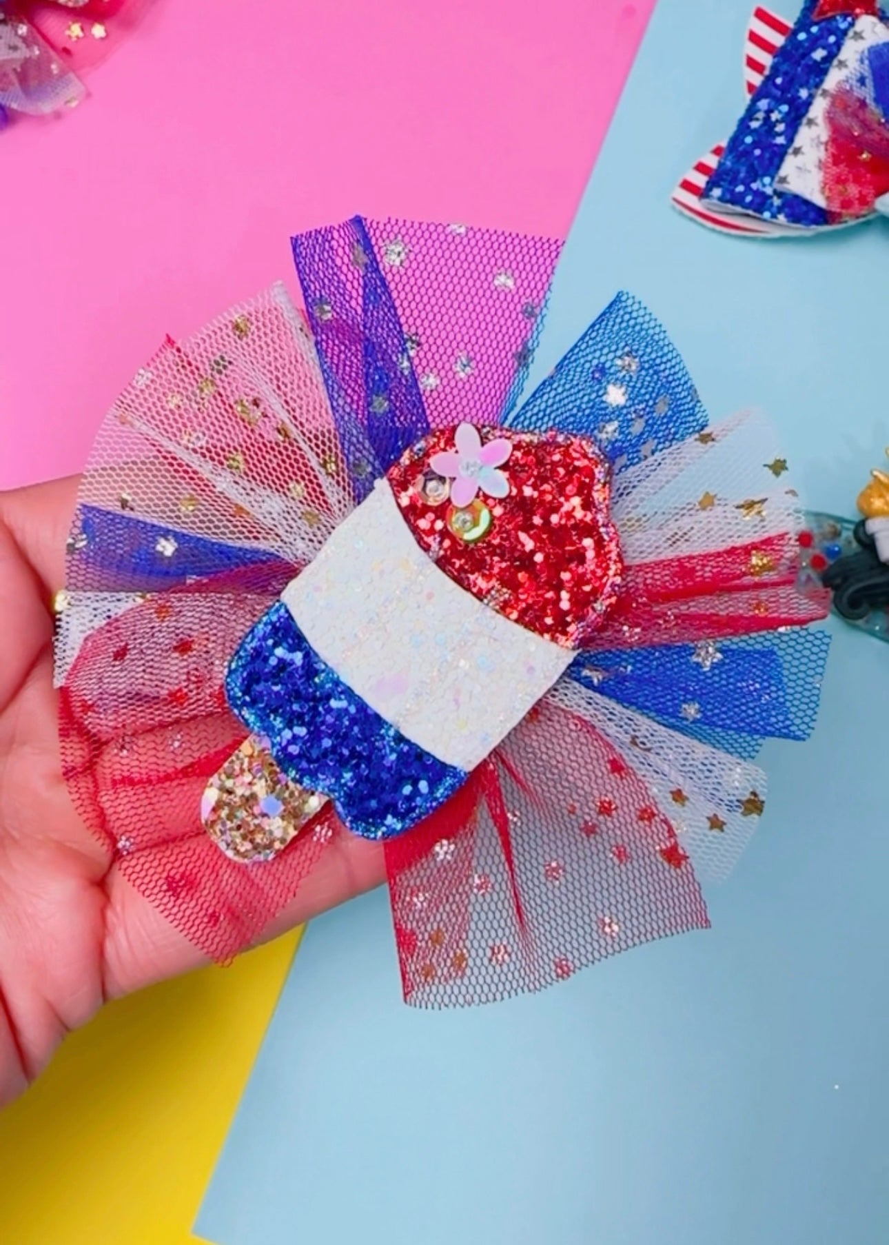 4th of july Popsicle - Glitter Clip