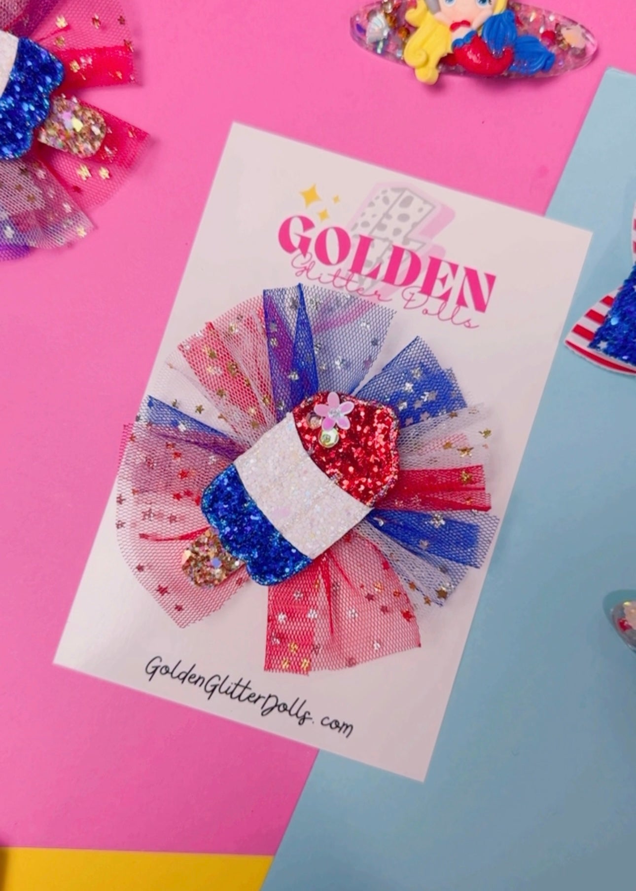 4th of july Popsicle - Glitter Clip