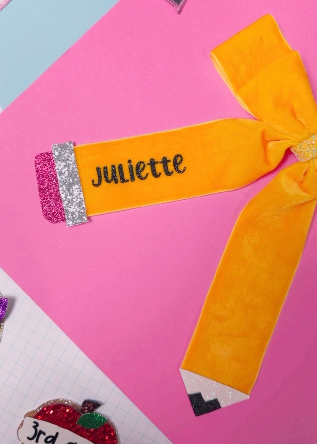 PERSONALIZED Velvet Pencil Bow