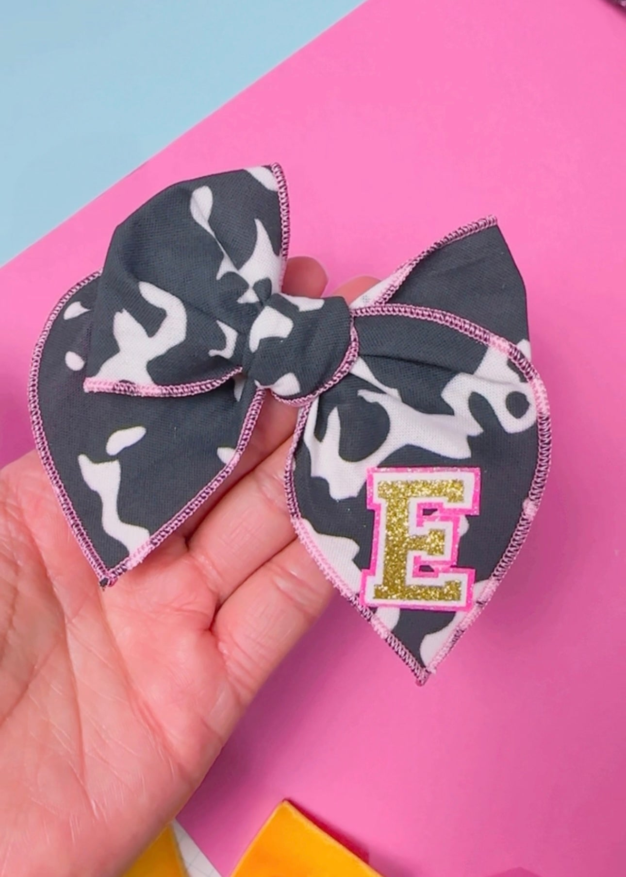 PERSONALIZED Composition Fabric hair bow (Large or Small)