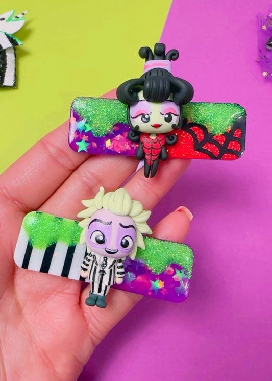 Beetle Juice, Lydia, Resin Clay Clip