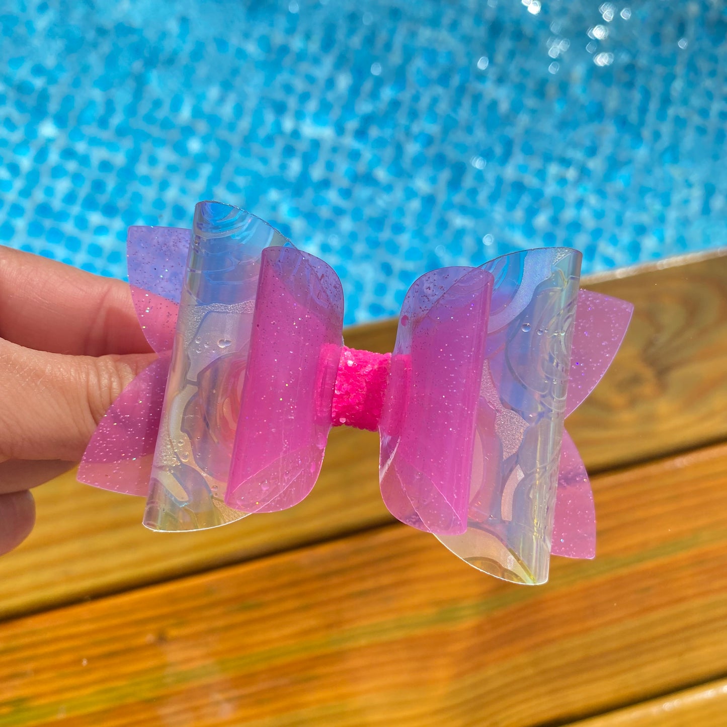 IRIDESCENT ROSE Waterproof Bows (3 inch)