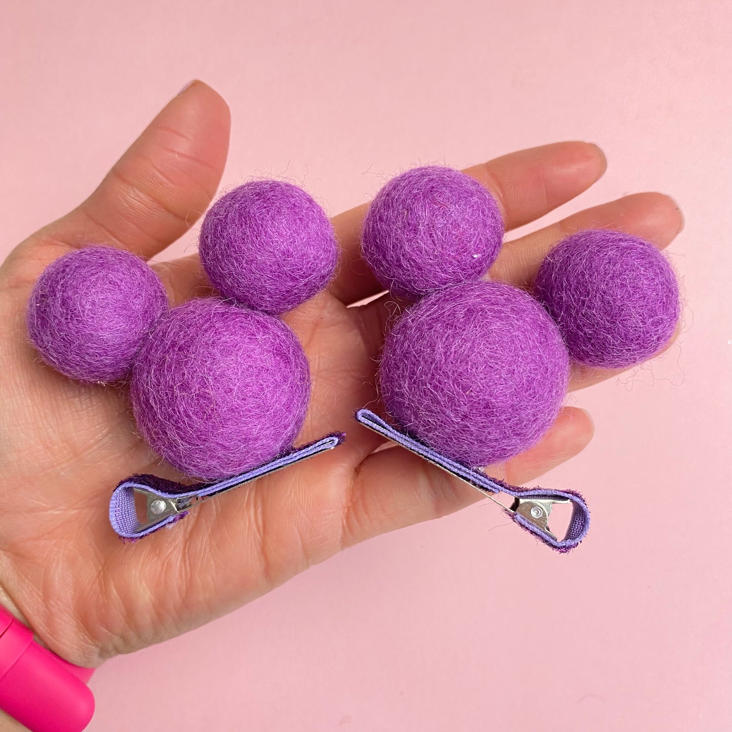 ORCHID- PomPom Clip on Mouse Ears SET