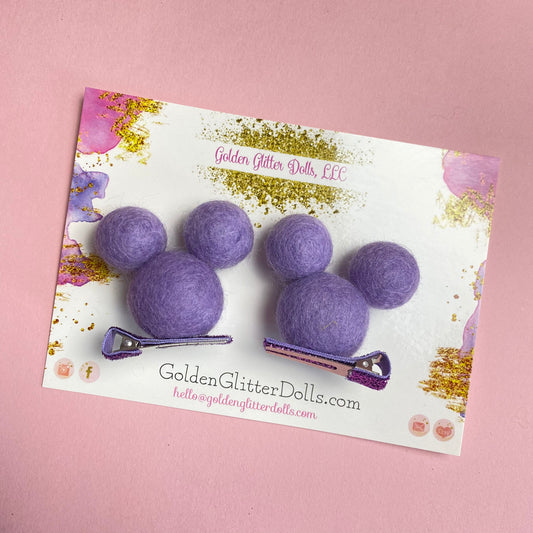 LILAC- PomPom Clip on Mouse Ears SET