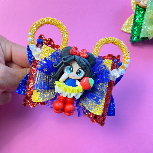 SNOW WHITE- Mouse ears princess Clay Hair bow