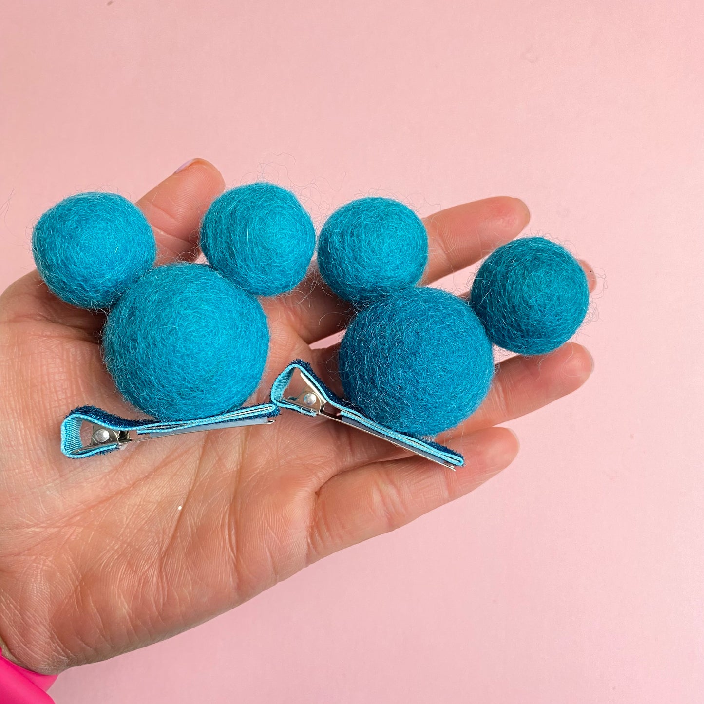 PEACOCK- PomPom Clip on Mouse Ears SET