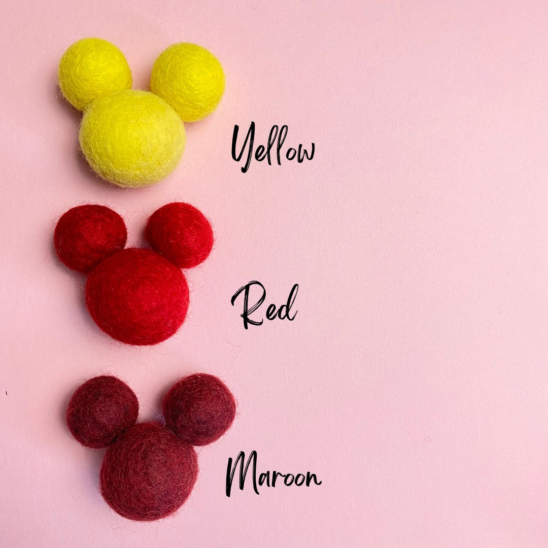 MAROON- PomPom Clip on Mouse Ears SET