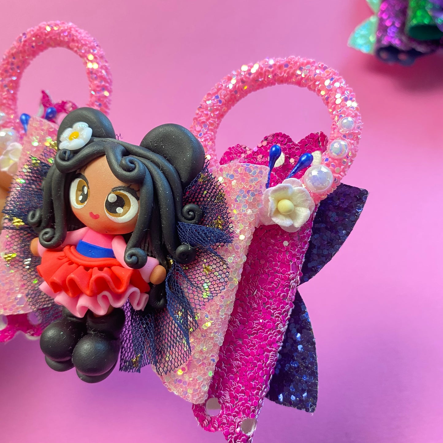 MULAN- Mouse ears princess Clay Hair bow