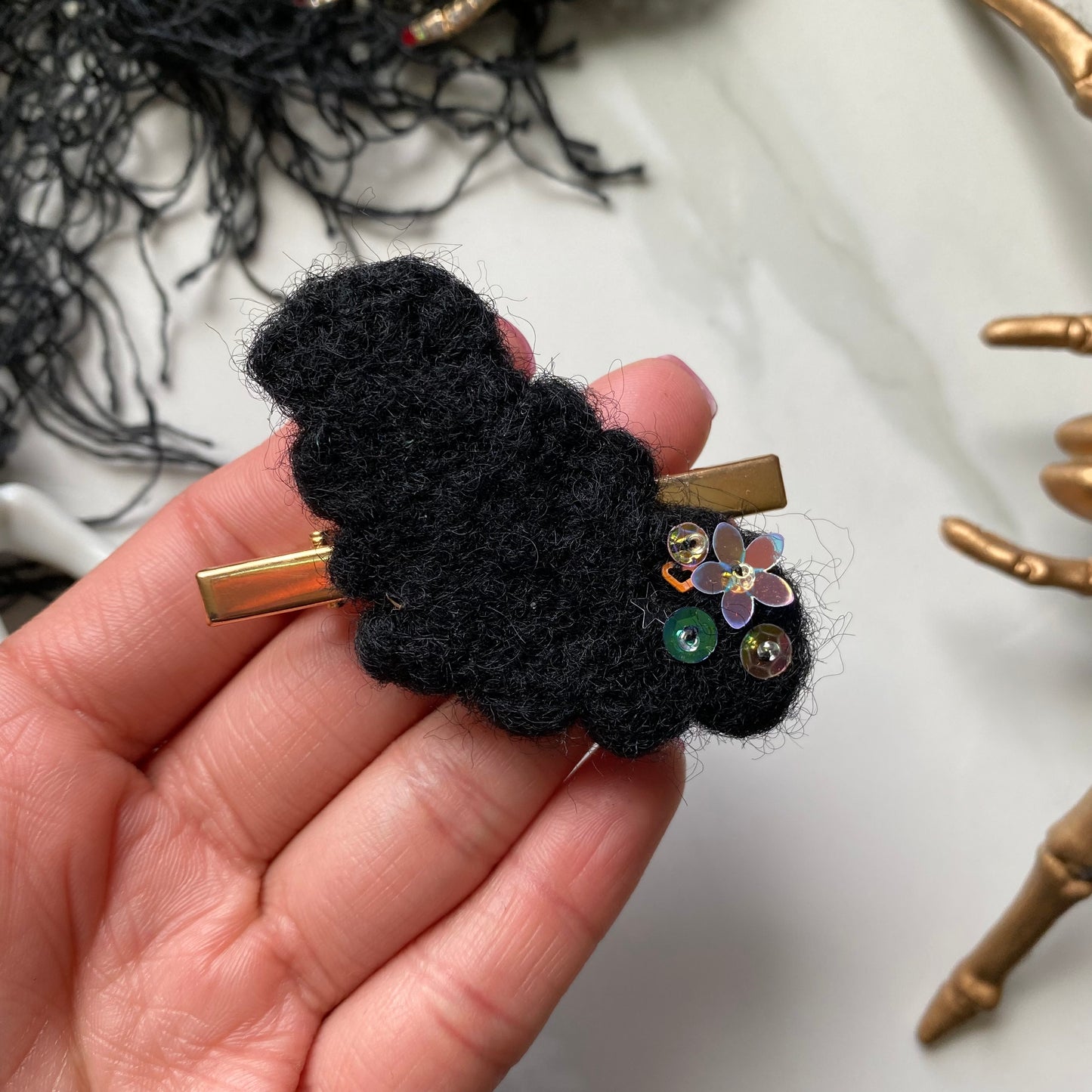 Sequin Felt Bat Clip