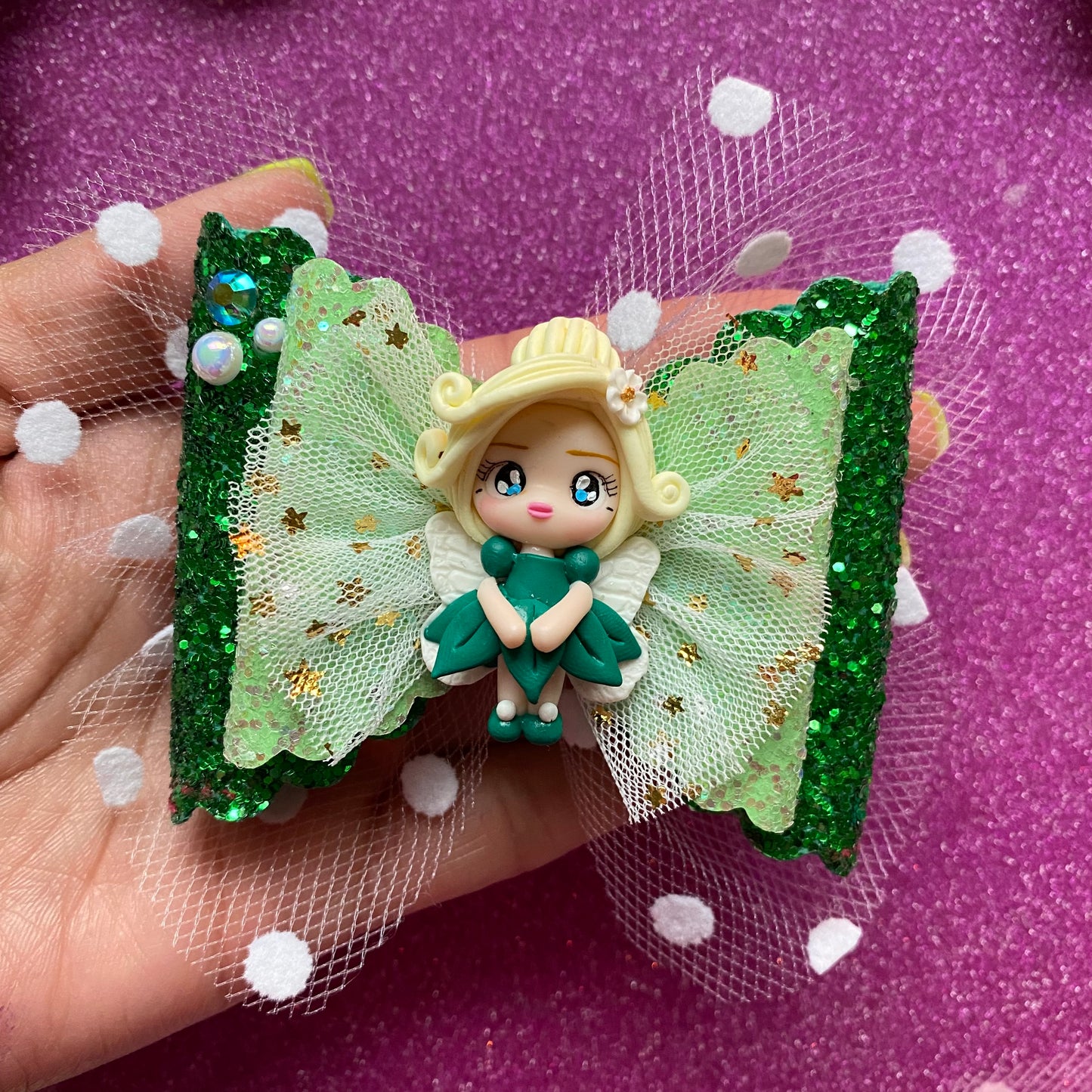 Tinkerbell Clay Bow, (3 inches)