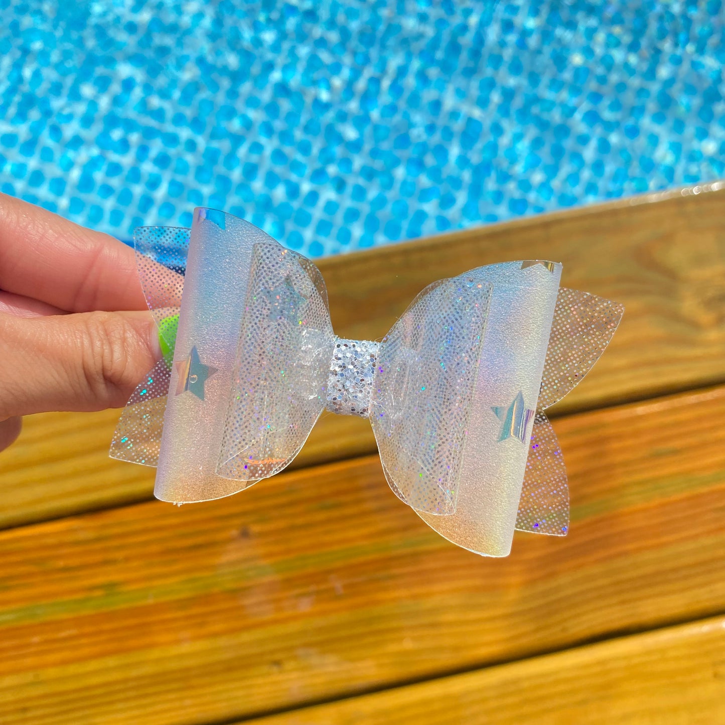 HOLOGRAPHIC STARS Waterproof Bows (3 inch)