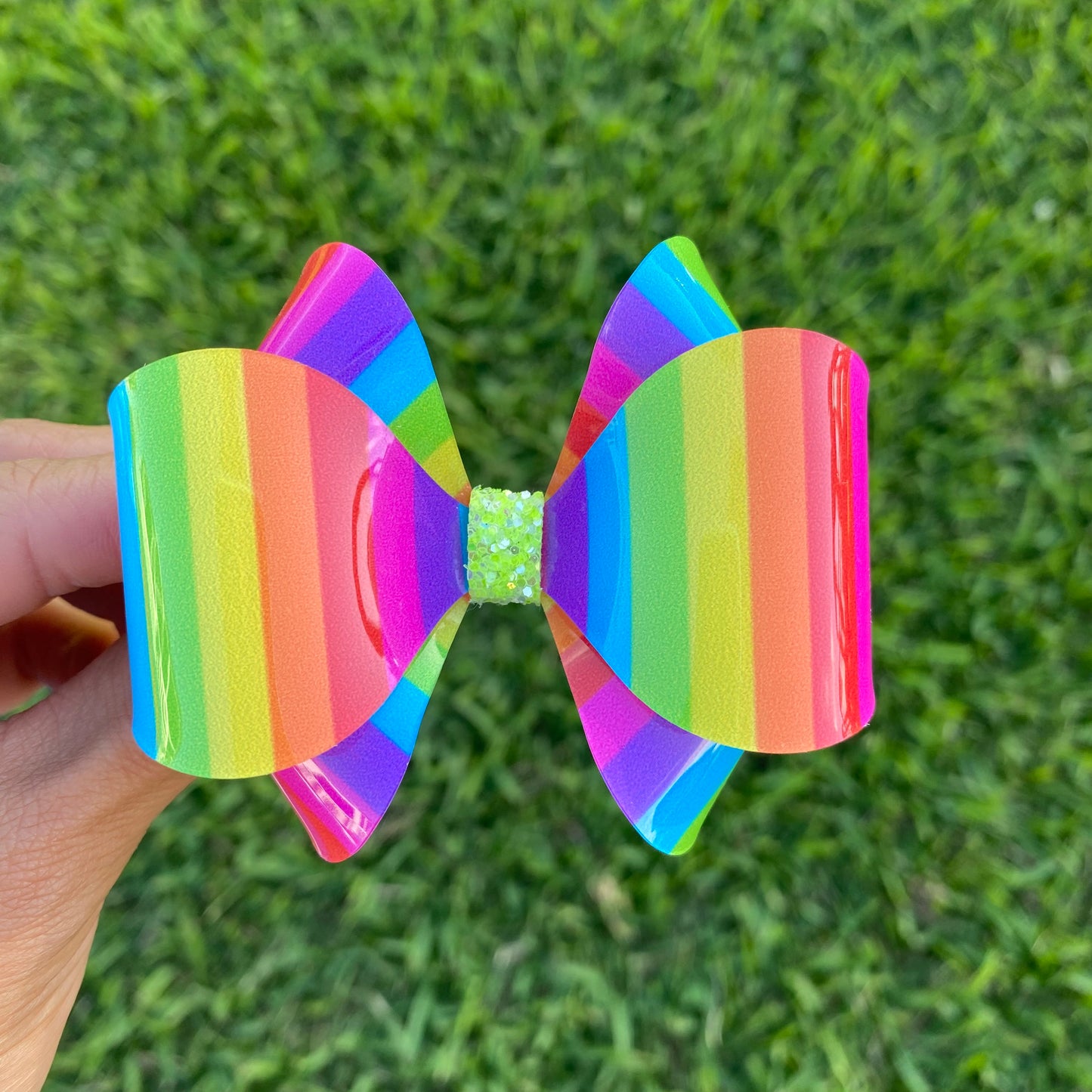 Waterproof Rainbow Stripes bow (3 inches)