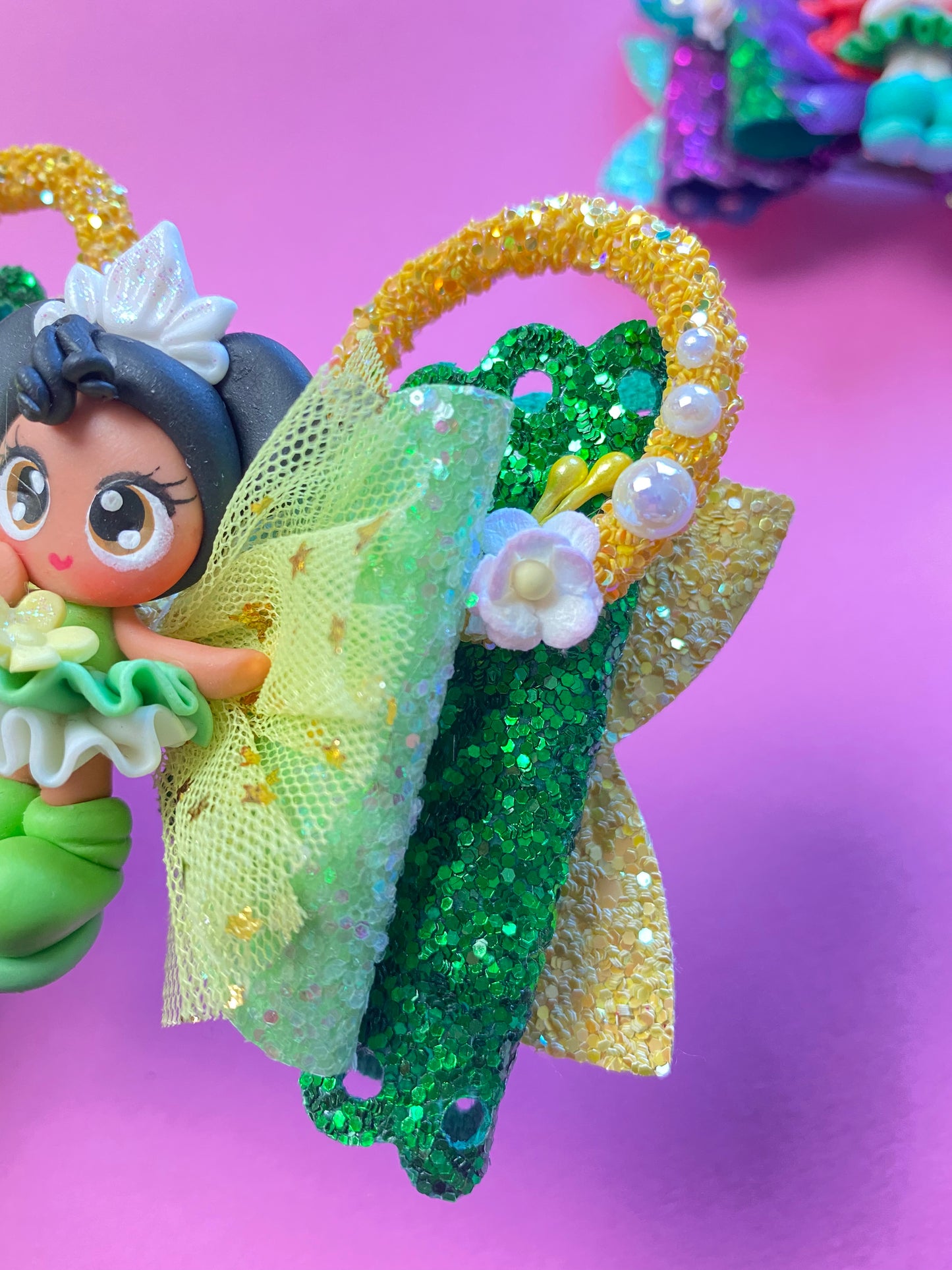 TIANA- Mouse ears princess Clay Hair bow