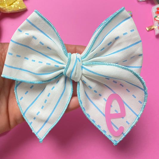 PERSONALIZED Notebook paper Fabric hair bow (4 Inch)