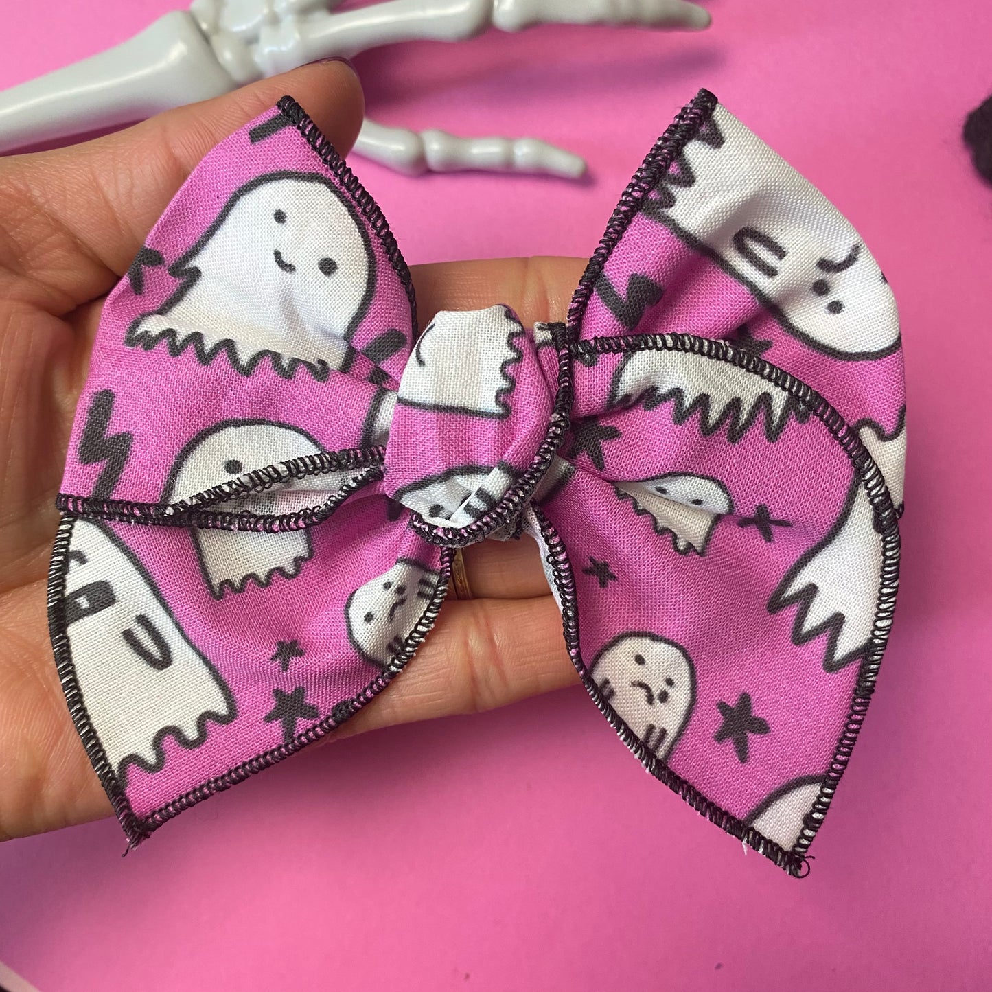 PURPLE GHOST, fabric bow, Halloween