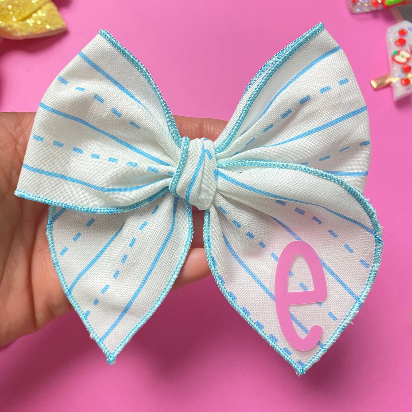 PERSONALIZED Notebook paper Fabric hair bow (4 Inch)