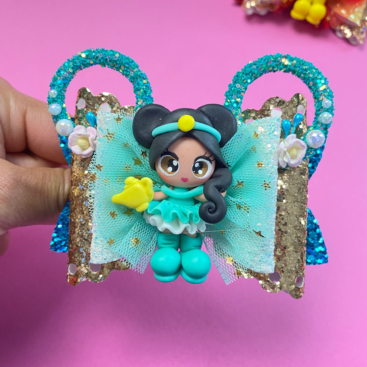 JASMINE- Mouse ears princess Clay Hair bow