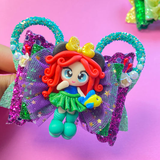 LITTLE MERMAID- Mouse ears princess Clay Hair bow