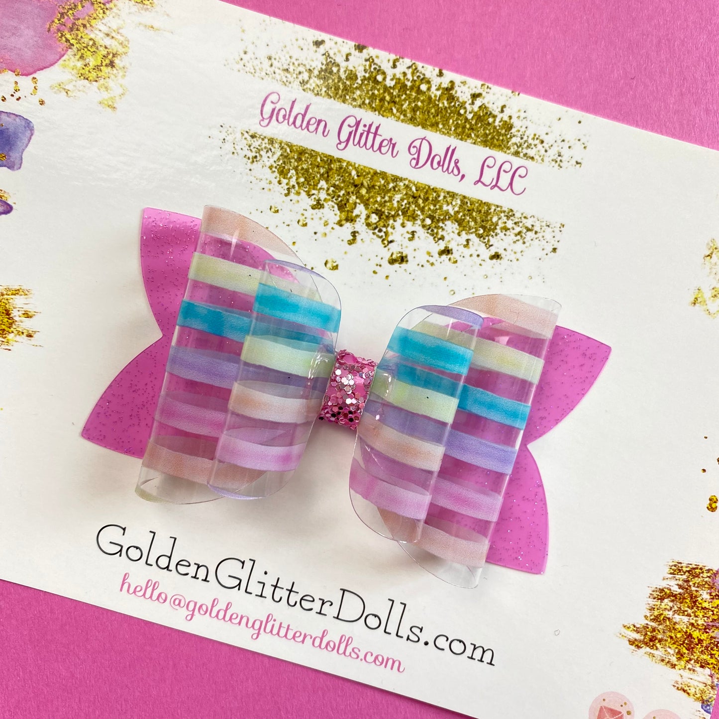 PASTEL STRIPES Waterproof Bows (3 inch)