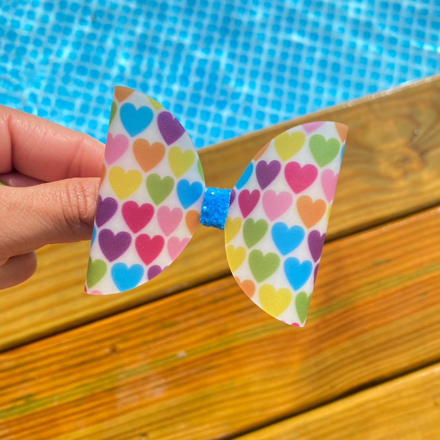 RAINBOW HEARTS Waterproof Bows (3 inch)