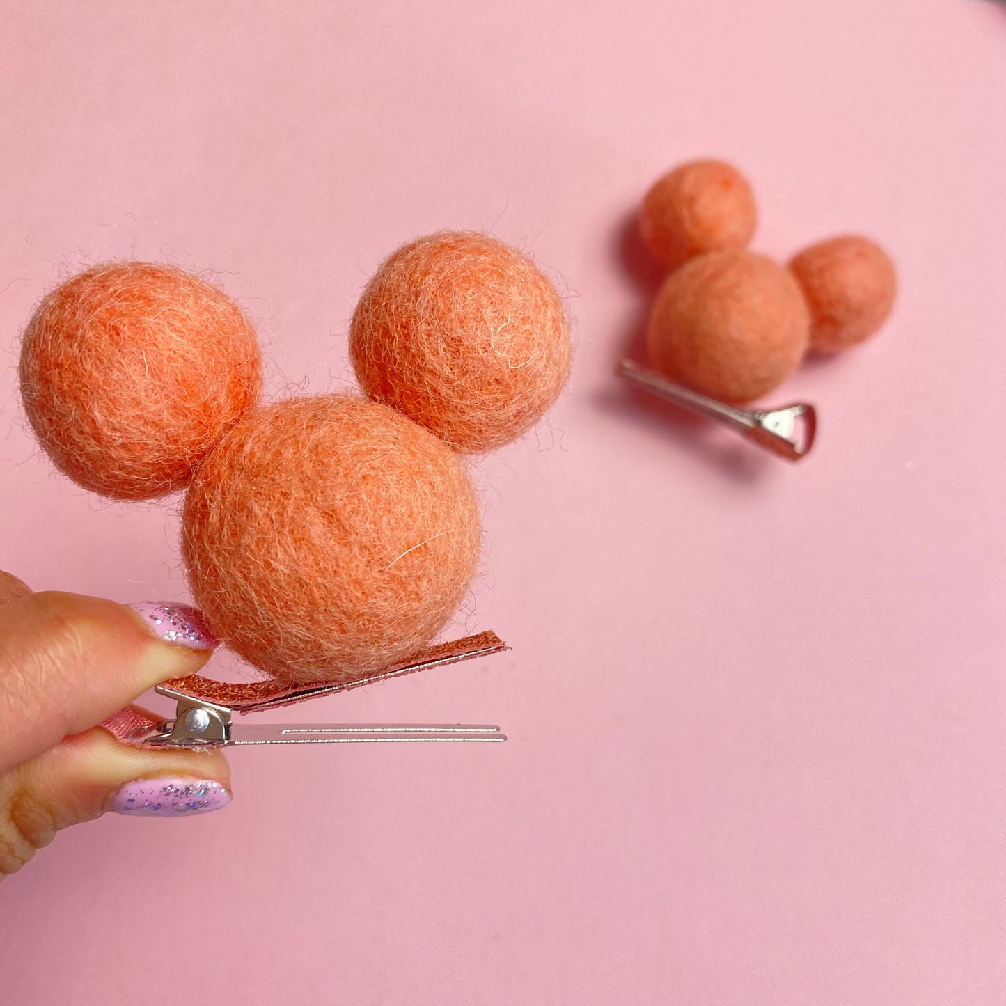 BLUSH- PomPom Clip on Mouse Ears SET