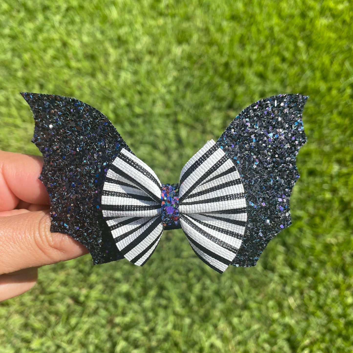 Striped Bat Hair Clip (You Choose Hardware)