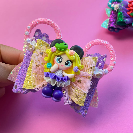 RAPUNZEL- Mouse ears princess Clay Hair bow