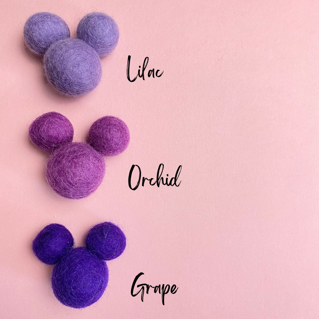 ORCHID- PomPom Clip on Mouse Ears SET