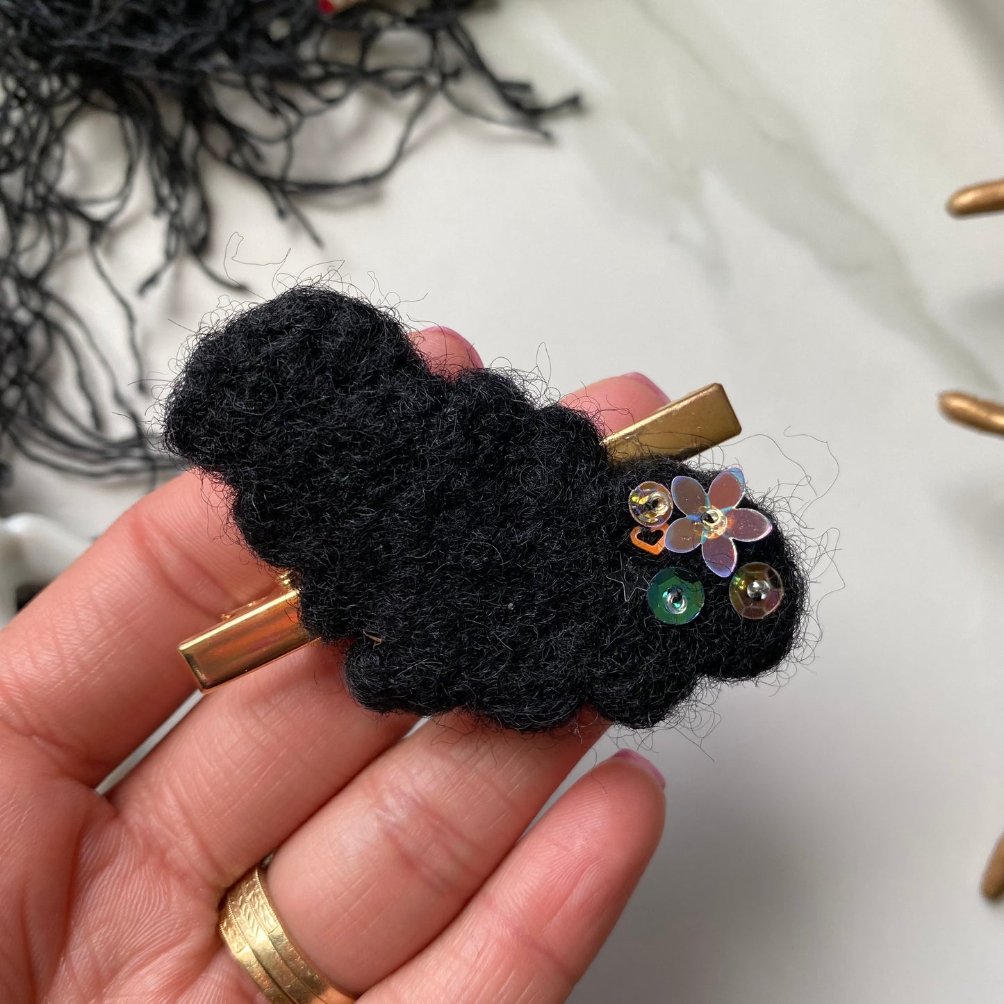 Sequin Felt Bat Clip