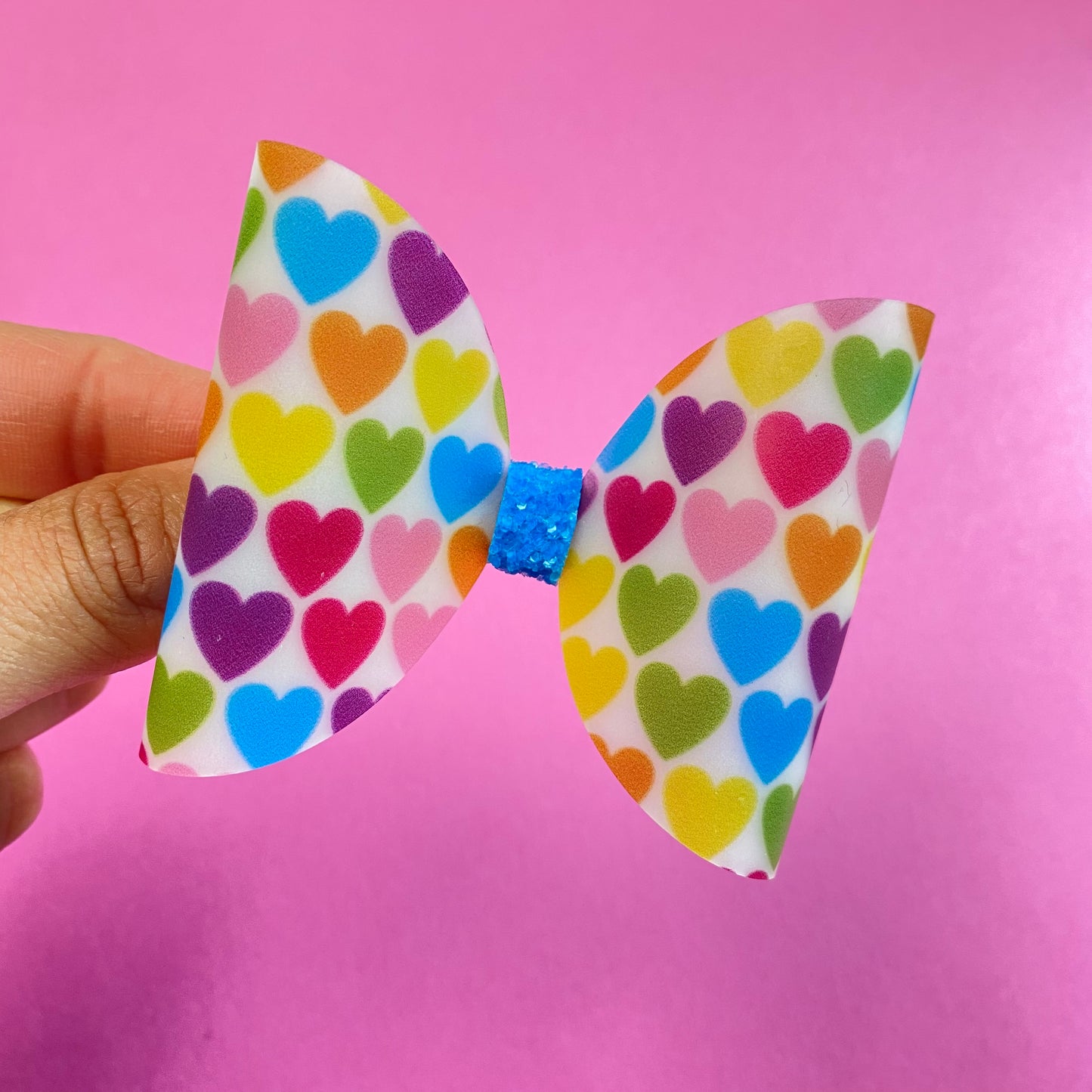 RAINBOW HEARTS Waterproof Bows (3 inch)