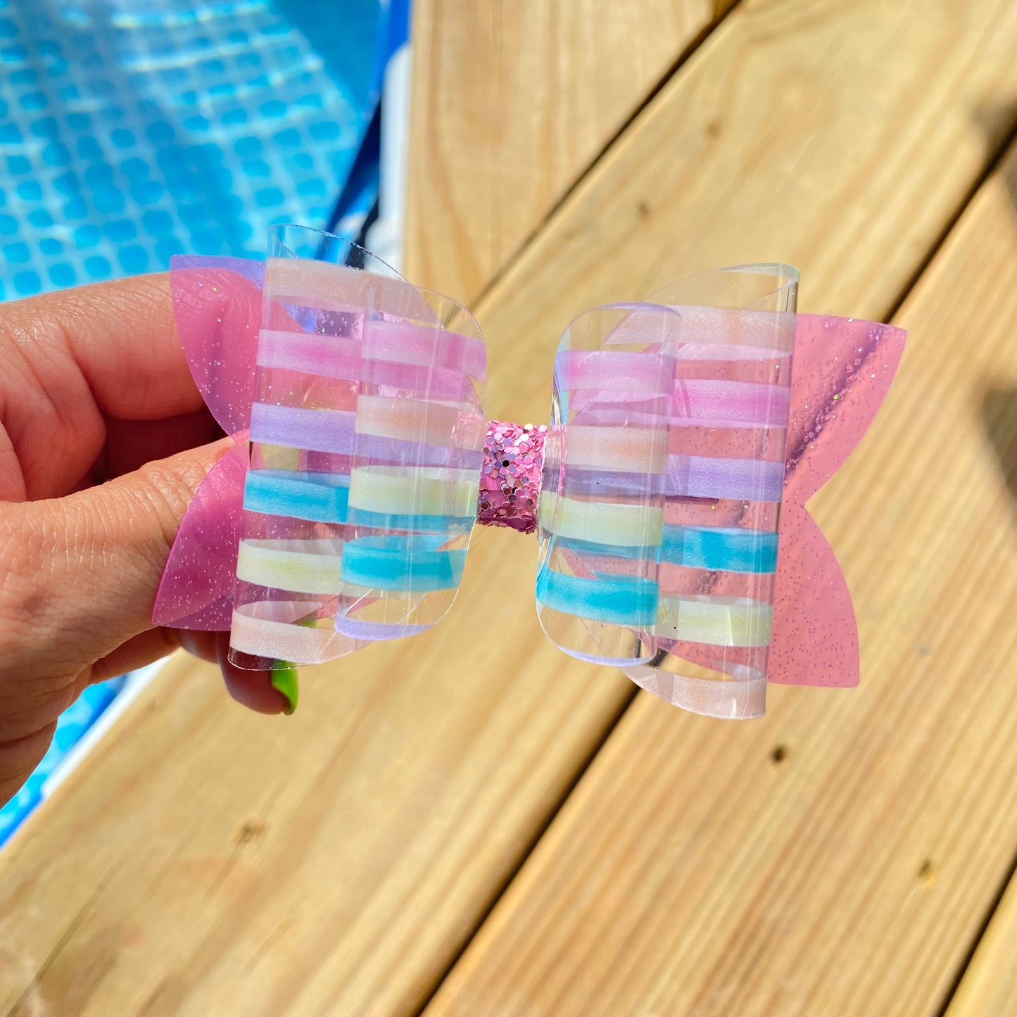 PASTEL STRIPES Waterproof Bows (3 inch)