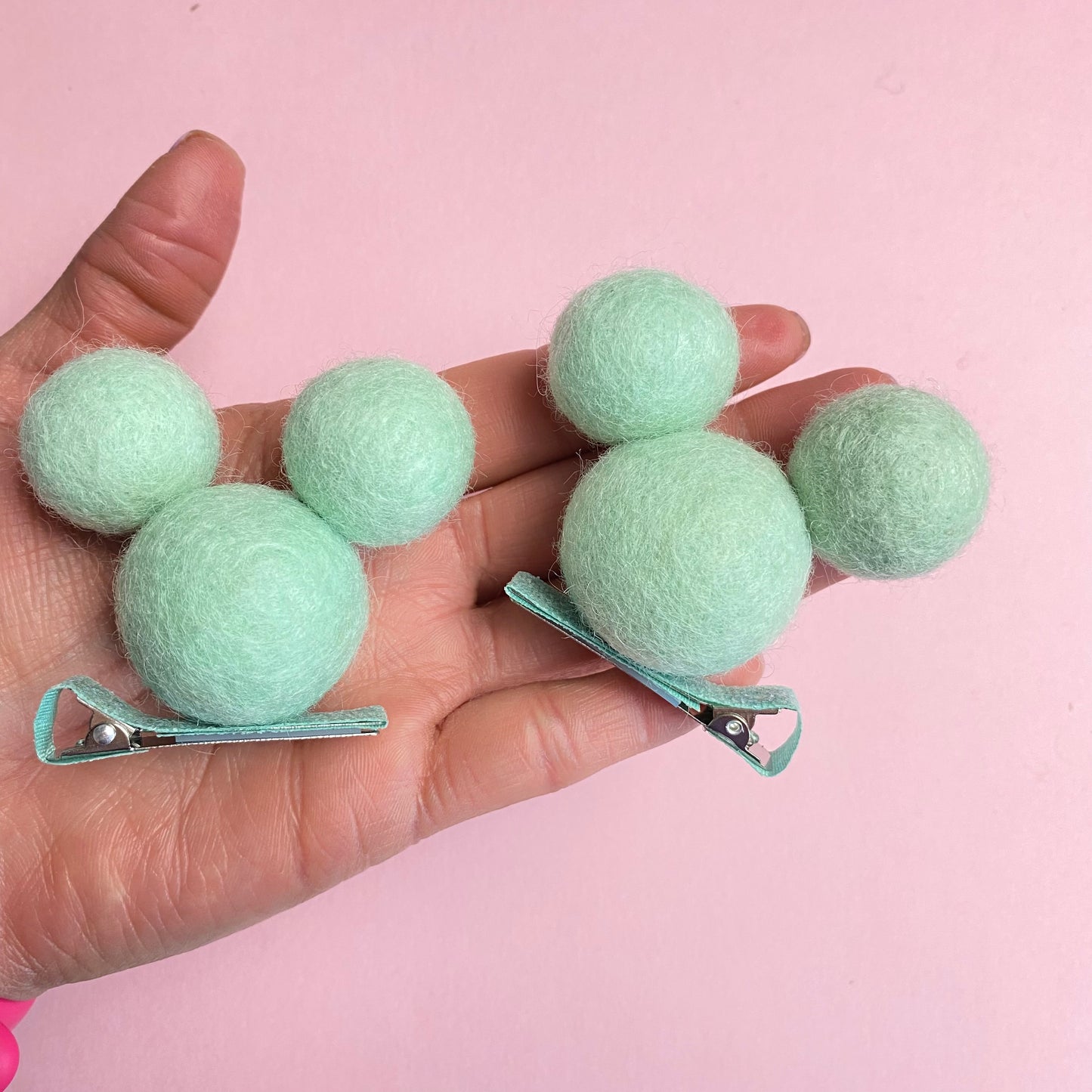 MINT- PomPom Clip on Mouse Ears SET