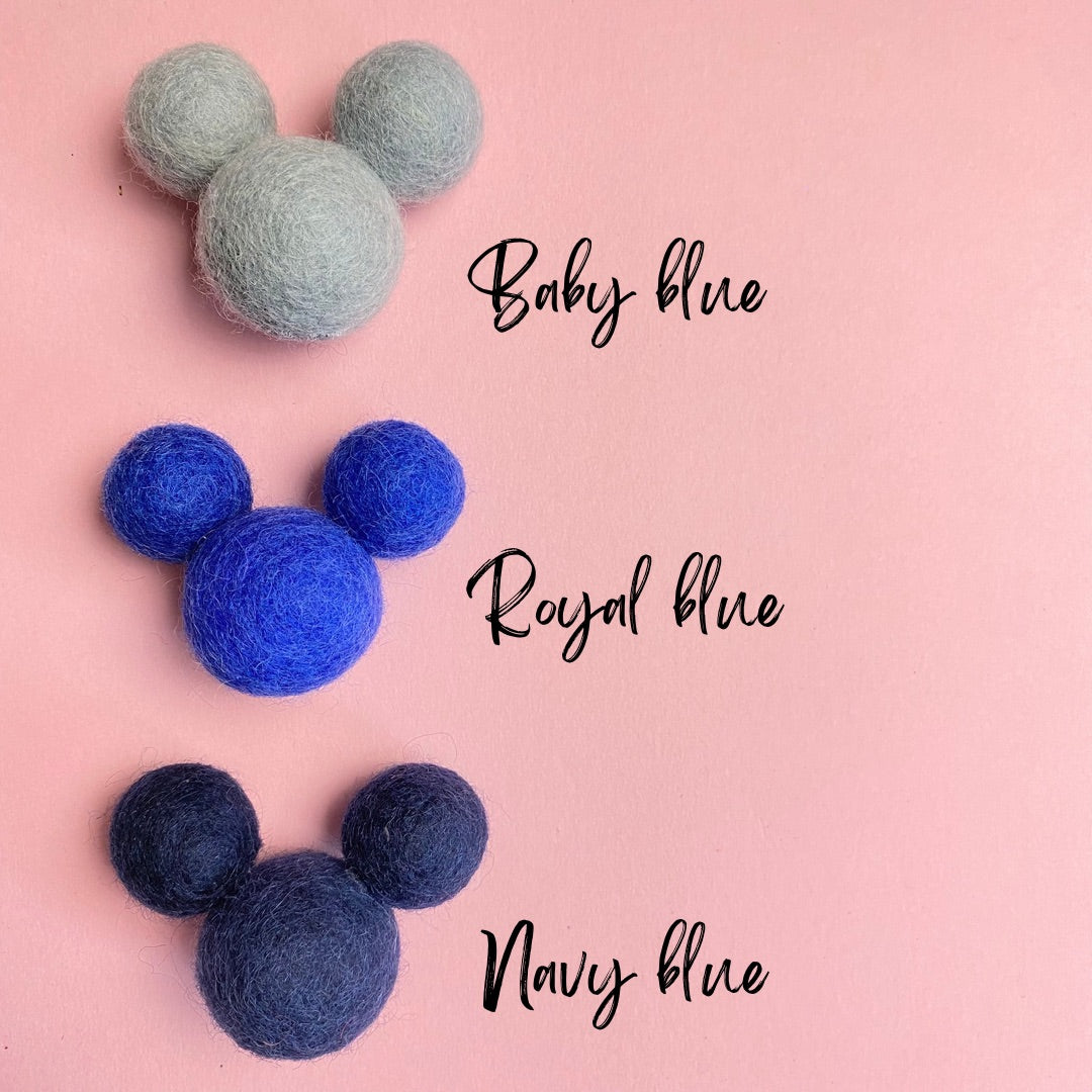 NAVY- PomPom Clip on Mouse Ears SET