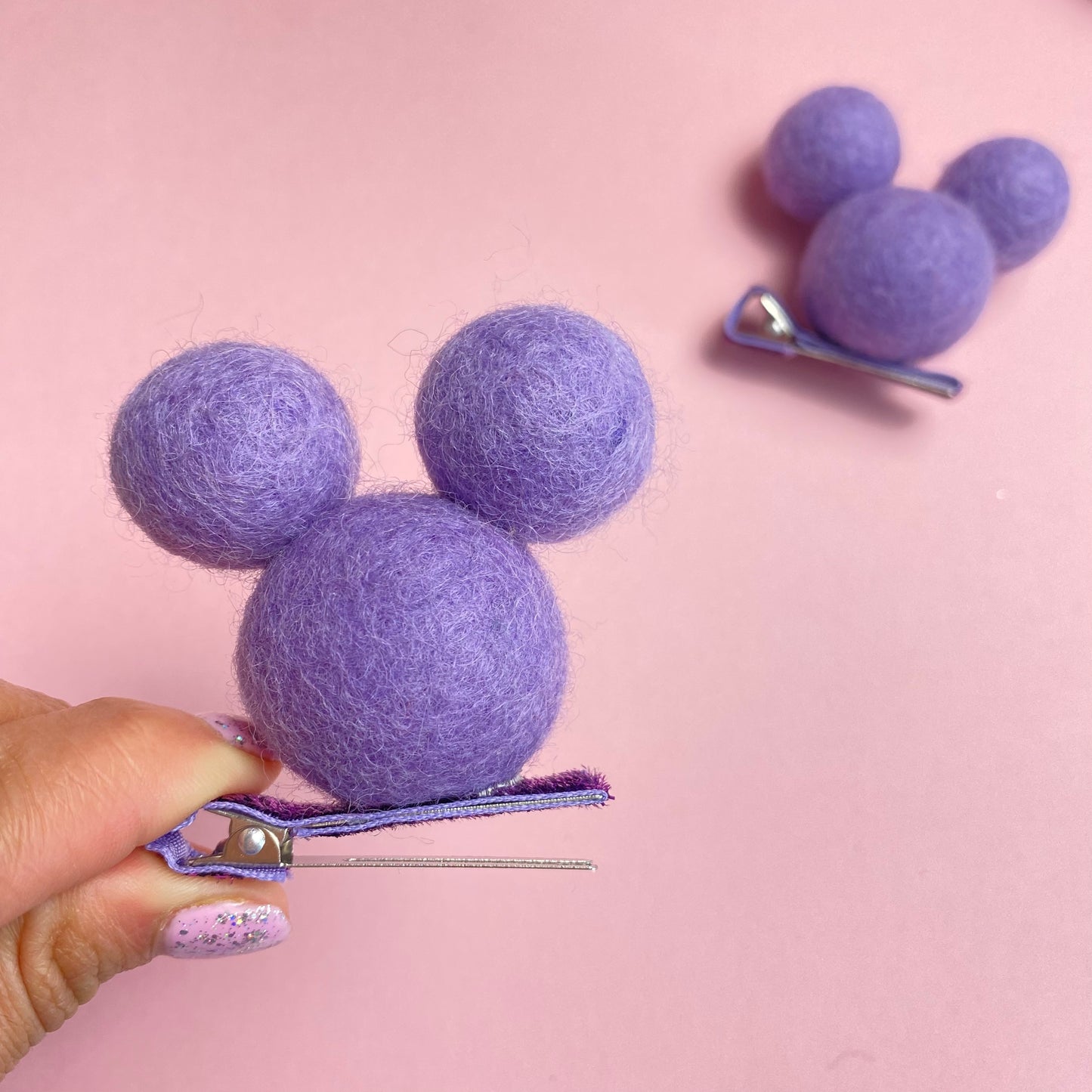 LILAC- PomPom Clip on Mouse Ears SET